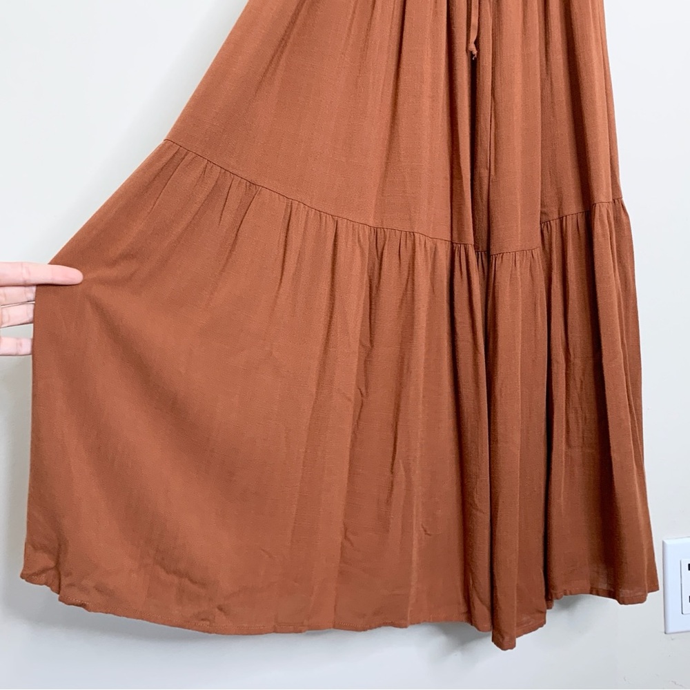 Christy Dawn The Augusta Midi Dress (Sz S) Short Puff Tie Sleeve Wrap Rust - Picture 9 of 16